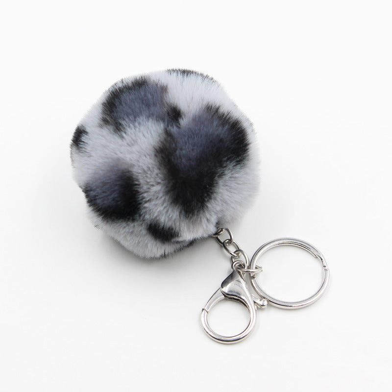 Wholesale Polyester Leopard Fur Ball Keychain